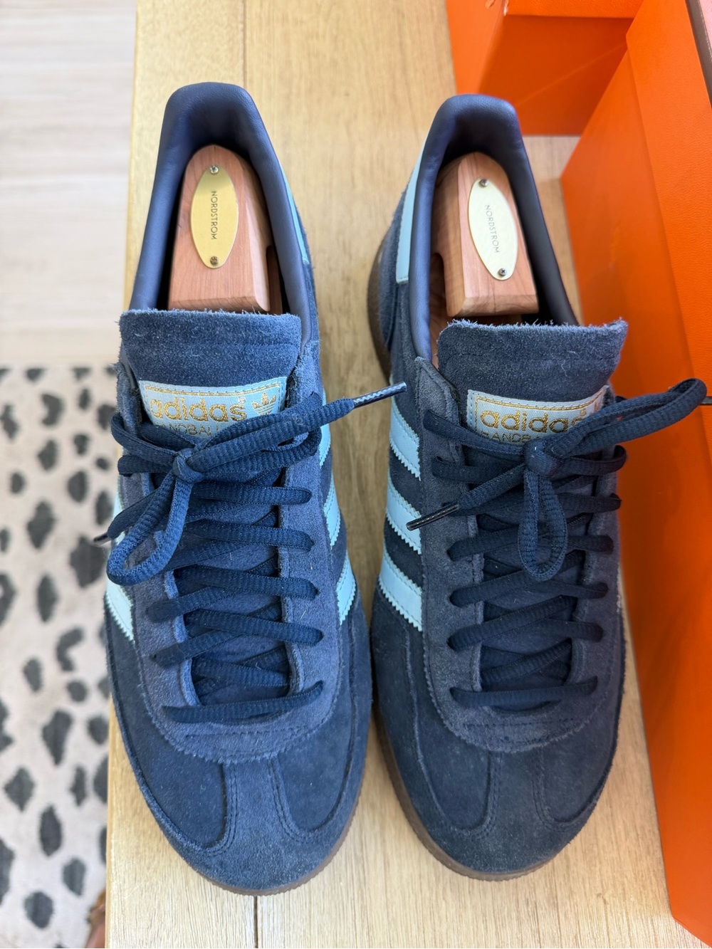 Men’s Adidas Spezial in Navy Suede Sneakers with Light Blue Stripes - Picture 4 of 4